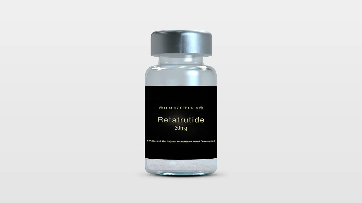 Retatrutide lyophilized research peptide vial Luxury Peptides black label