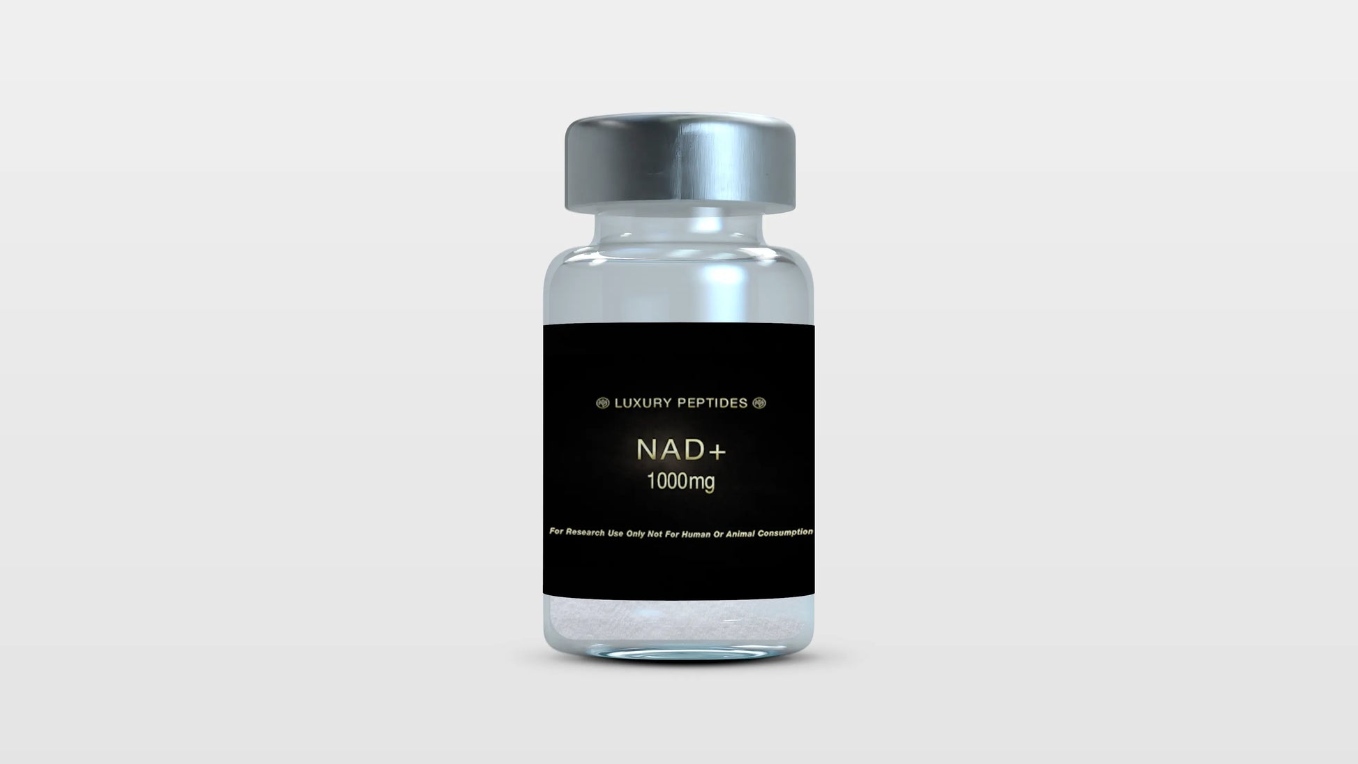 NAD+ lyophilized research peptide vial Luxury Peptides black label