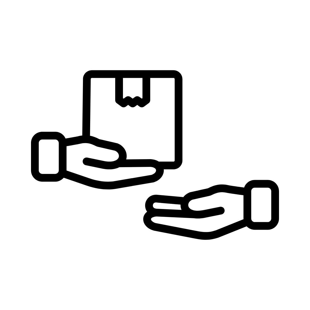 Hands icon representing delivery or pickup of order