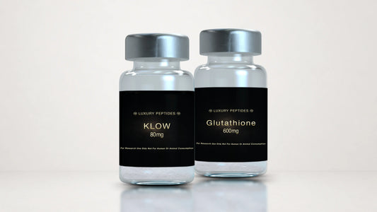 KLOW 80mg and Glutathione 600mg in a premium laboratory research bundle focused on recovery-associated and oxidative pathway studies.