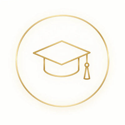 Gold line graduation cap icon representing deeper learning and Education Hub resources.